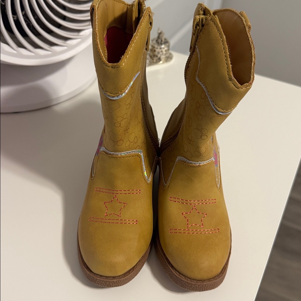 Kids' Yellow Cowboy Boots with Star Design